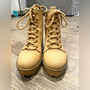 Tan lace up combat boots